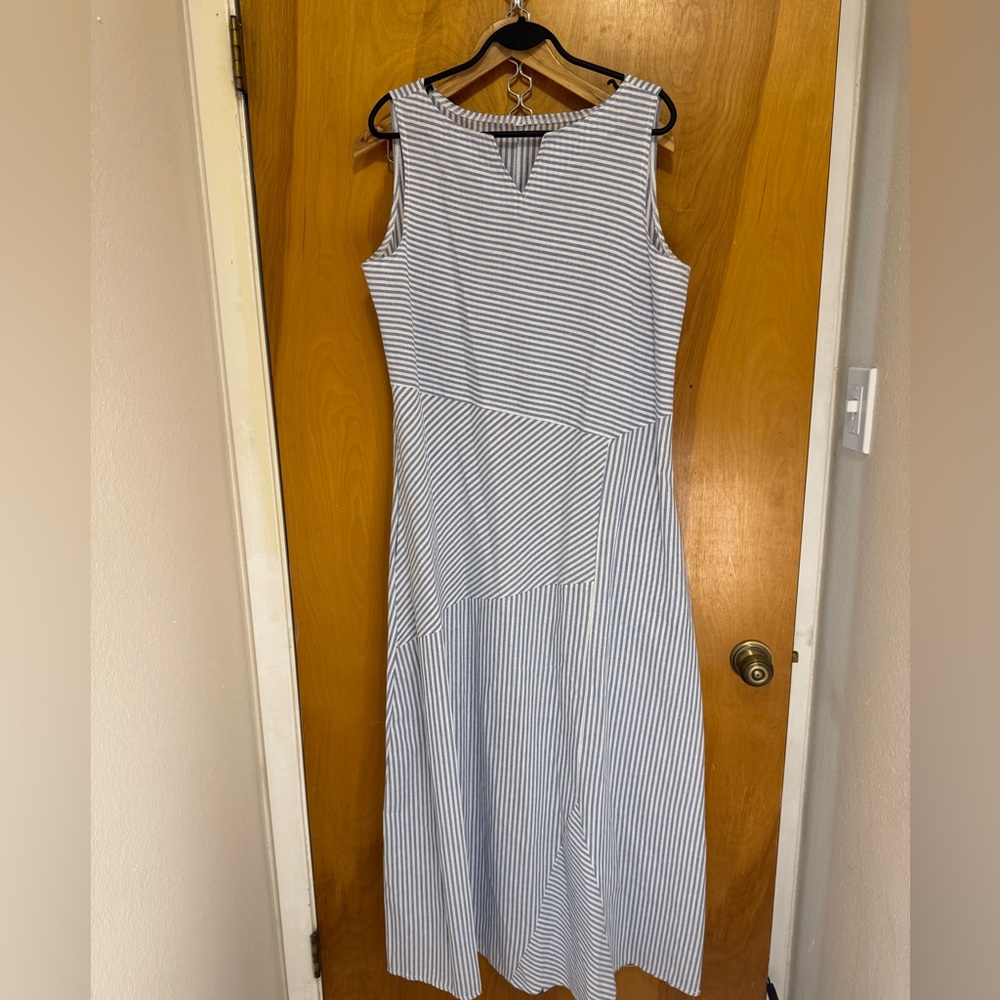 Striped Blue and White Sleeveless Dress